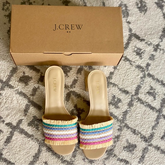 JCREW rainbow raffia woven mule sandals - Picture 6 of 7